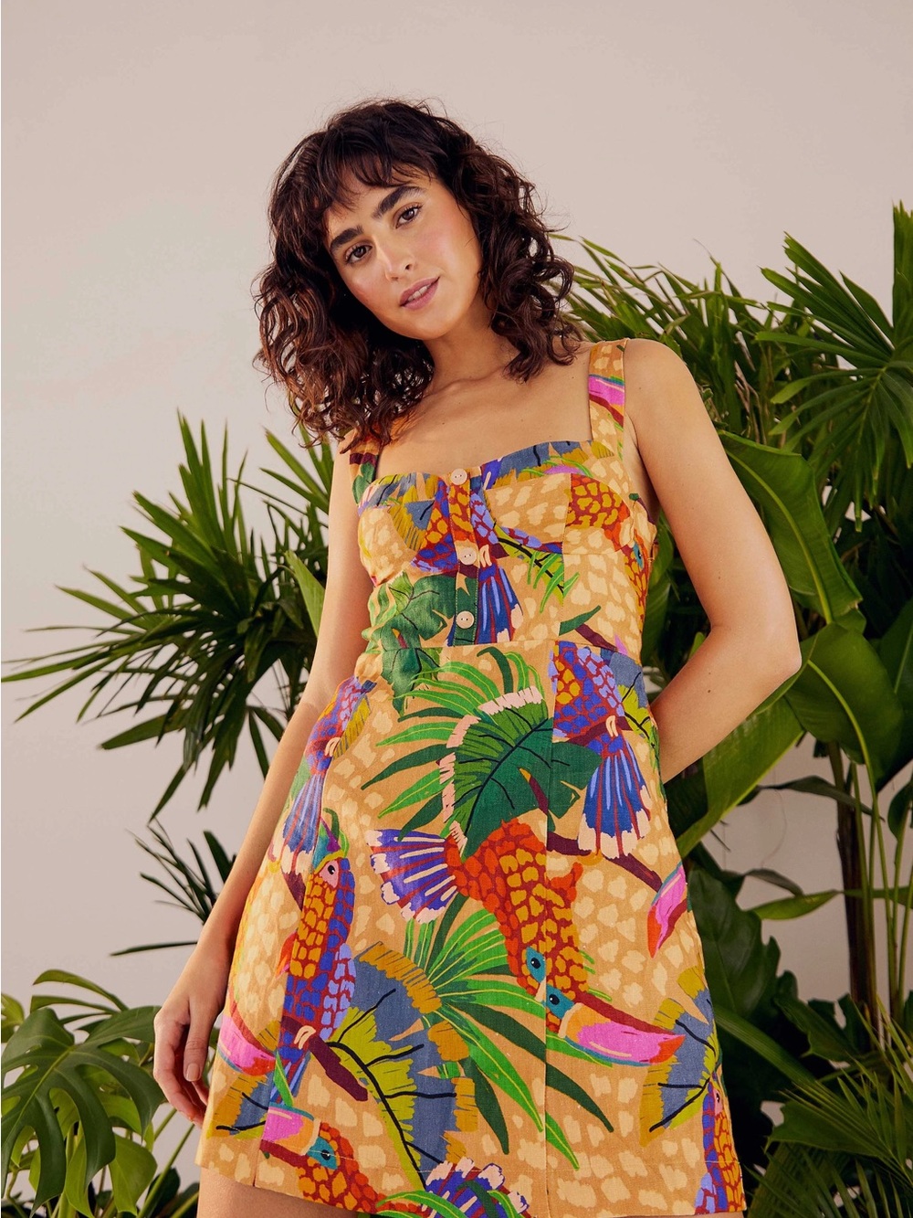 Farm Rio Sand Painted Toucan Dress - Small